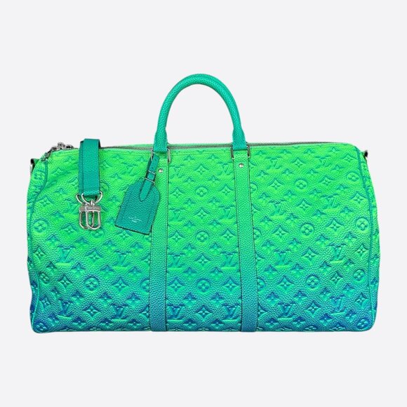 Louis Vuitton Green & Blue Monogram Illusion Keepall 50 - Picture 1 of 7
